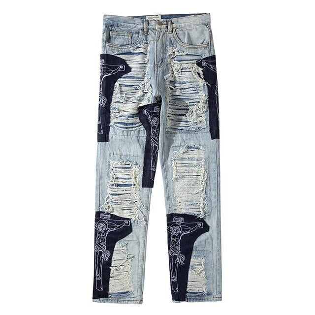 Men's Ripped Tassel Jeans